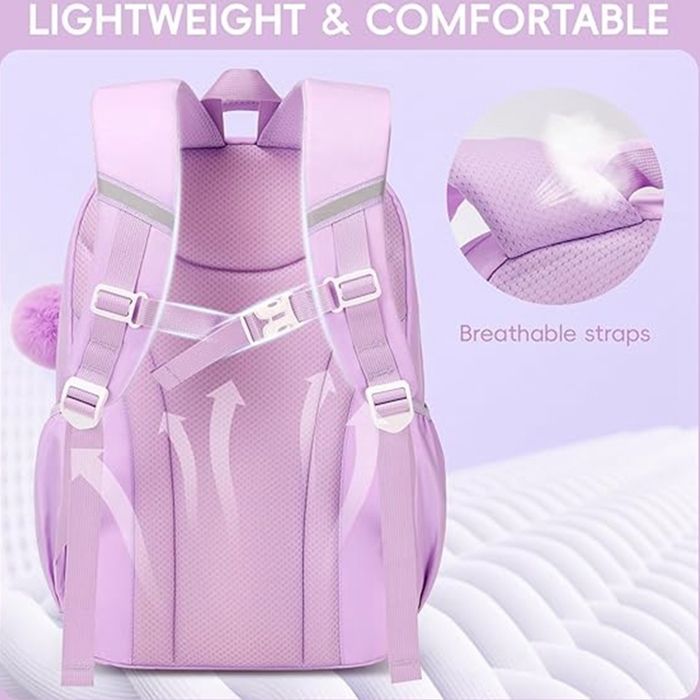 Cartable Fille Primaire, Sac à Dos Respirant pour Filles CP CE1 CE2 CM1 CM2, Sac Ecole Décontracté pour les Enfants