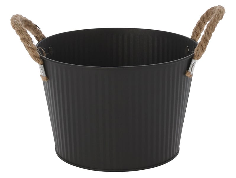 Doniczka metalowa z uchwytami 13 cm czarna