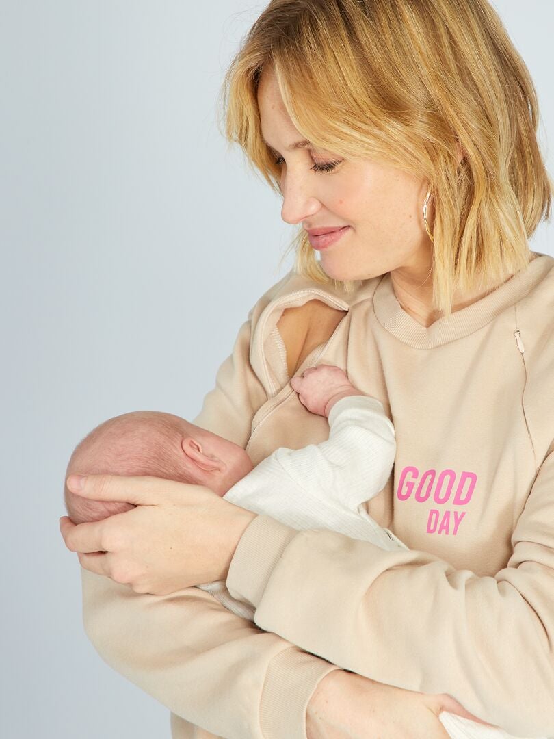 Verpleegkundig sweatshirt met ronde hals - BEIGE
