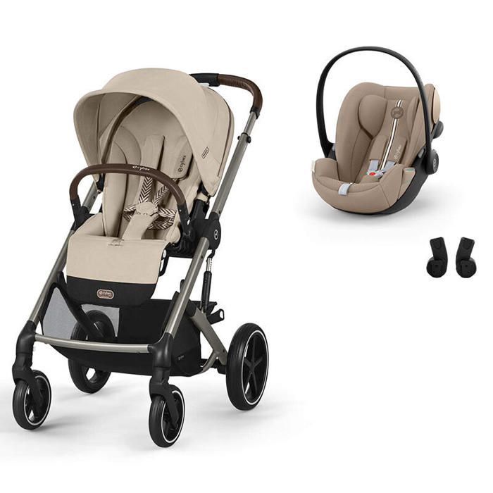 CYBEX - Cochecito Balios S Lux Duo + Silla de coche Cloud G Plus, color beige almendra