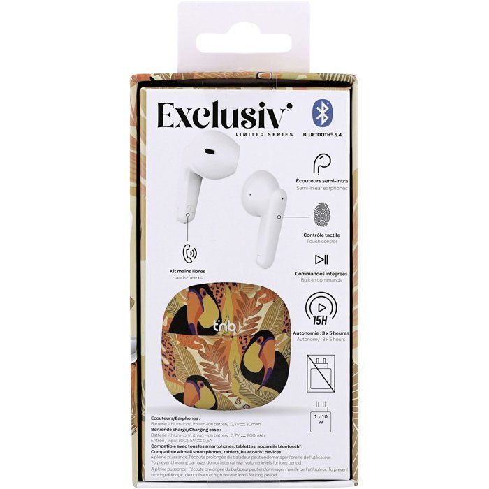 Wireless Earbuds - T'nb - Exclusiv' - TOUCAN - Charging Case Included - Bluetooth - 12-Hour Battery Life - Yellow/Orange