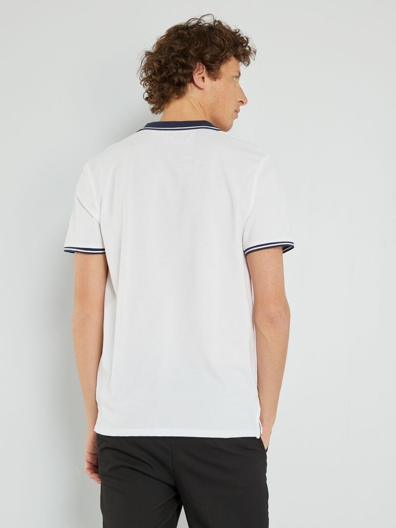 Camisa polo de algodão piqué - Branca