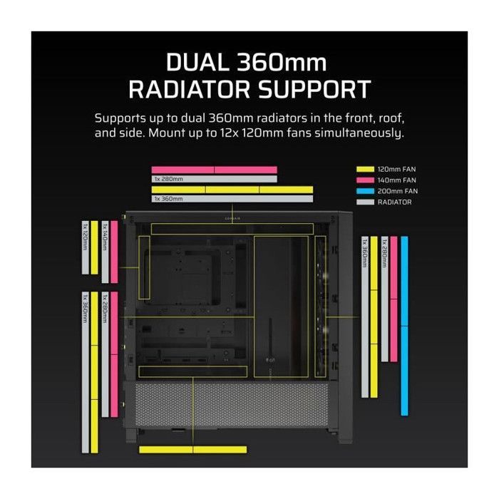 Boîtier ATX - CORSAIR - FRAME 4000D RS ARGB - Modulaire - 3 Ventilateurs ARGB Préinstallés - Débit d'air Élevé