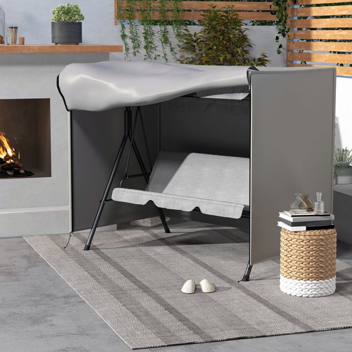 Housse de Protection balancelle de Jardin 3 Places Outsunny bâche étanche Polyester plastique Haute densité Gris