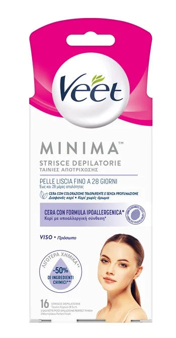 VEET Veet Minima tiras depilatórias faciais 16 unidades