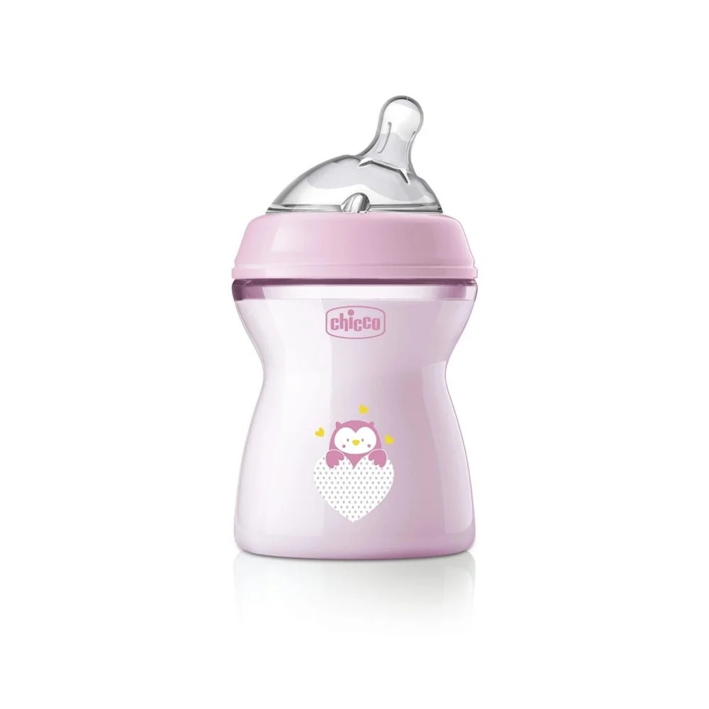 CHICCO Chicco Natural Feeling babyfles met gemiddelde doorstroom 250 ml roze 2 maanden+