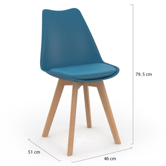 IDMARKET Set van 6 SARA Scandinavische eetkamerstoelen, blauw