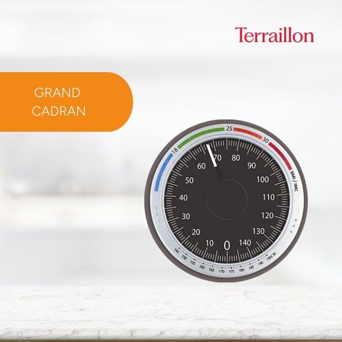 Pèse Personne Mécanique,Balance Grand Cadran avec Indicateur d'IMC,150kg max,Marron