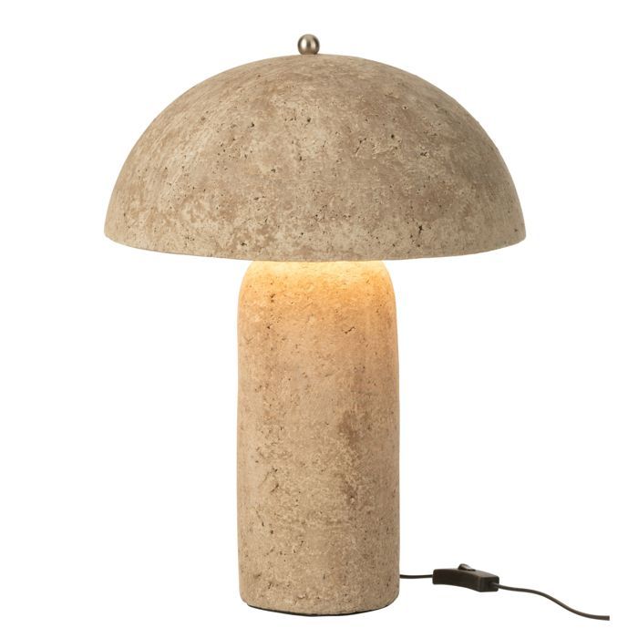 Lampe à poser forme champignon en papier mâché Beige foncé 37x36x50 cm