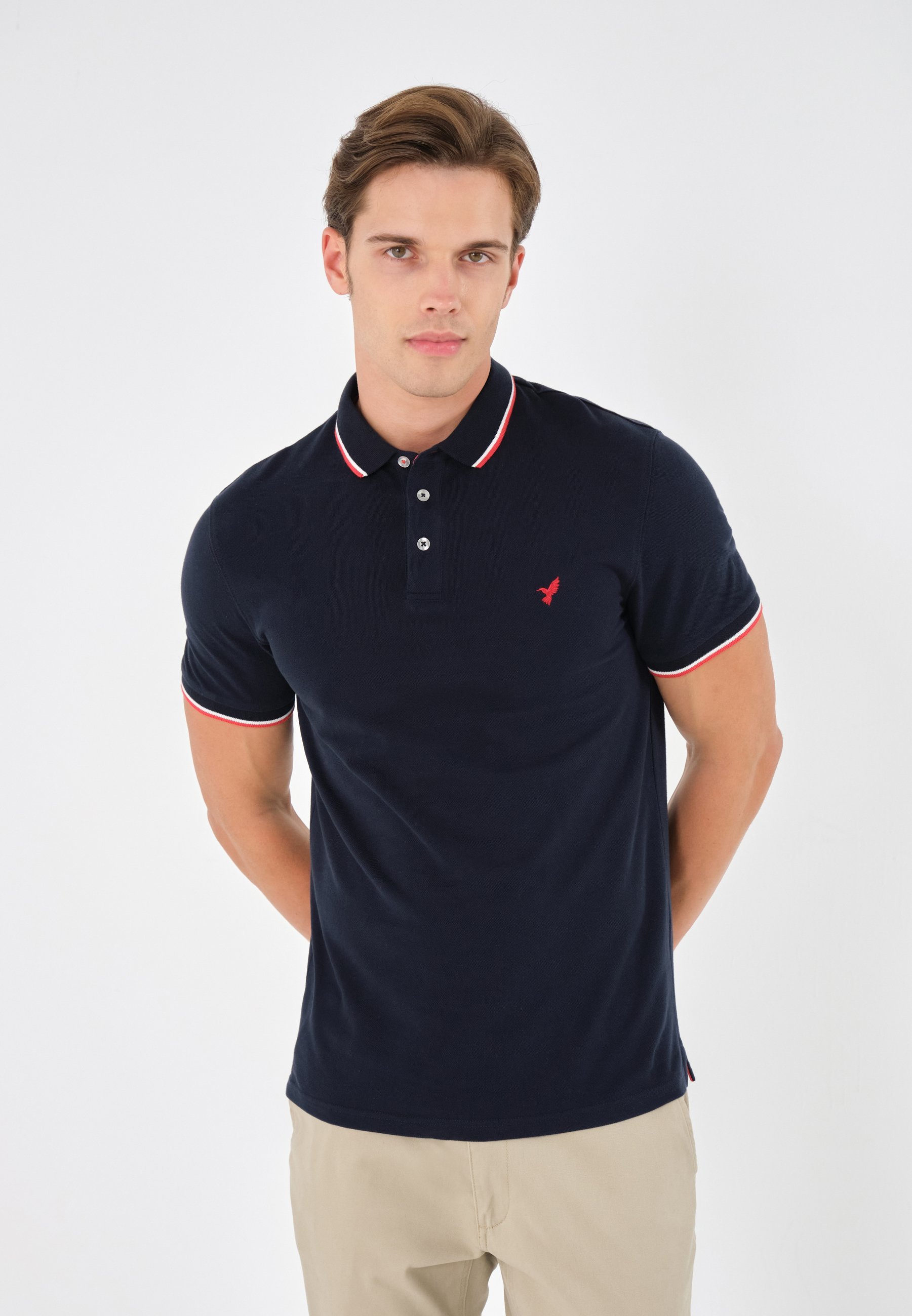 Pier One SLIM - Poloshirt - donkerblauw