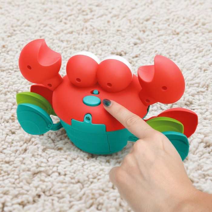 BRIGHT STARTS Loopkrab, Babyspeelgoed 6M+, Muzikaal speelgoed, Speelgoed voor grove en fijne motoriek, Obstakelsensoren, Rood