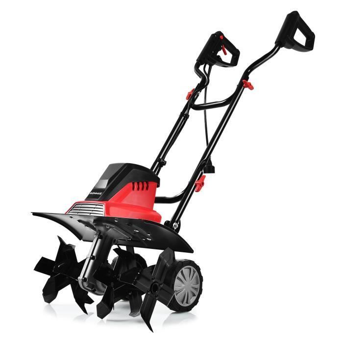DREAMADE Motobineuse Électrique 1500 W 6 Lames 22CM 400tr/min à Vide avec Roue Réglable&Poignée Double Pliable, pour Plouse Colline