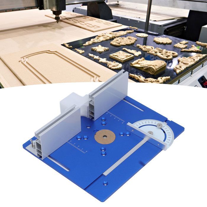 Shipenophy Piastra di inserto per banco fresa in alluminio Piastra di inserto per banco fresa fai da te Sega Blu