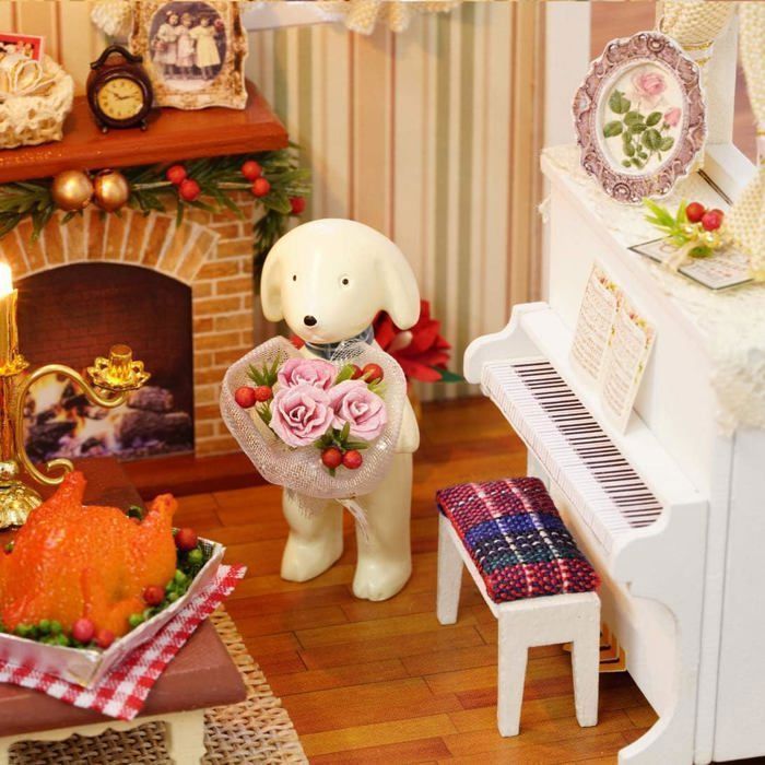 Kit de casa de muñecas miniatura 3D - JZSH - Hágalo usted mismo con muebles, iluminación LED y música.