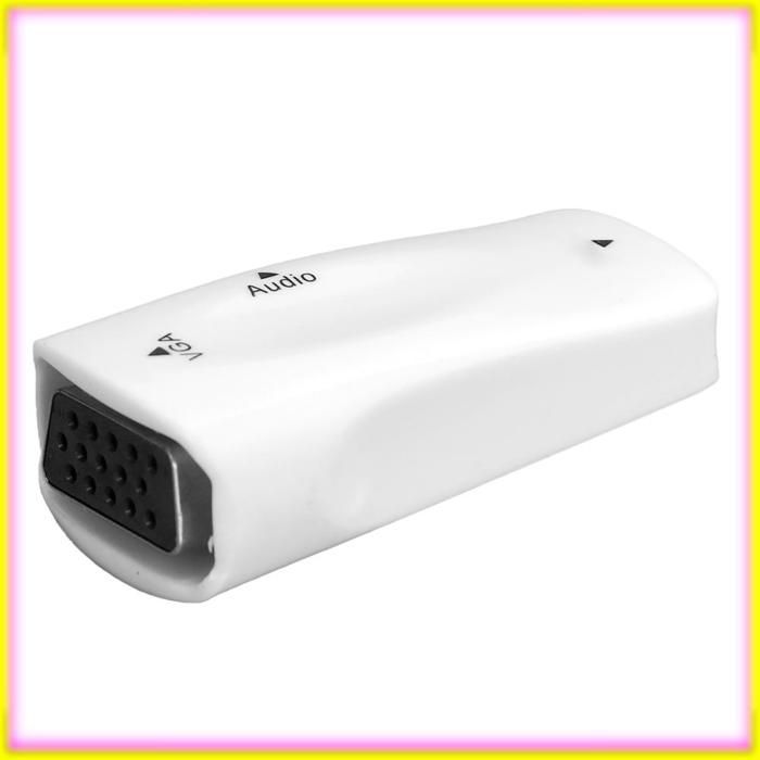 Adaptador HDMI a VGA Keenso blanco 1080P HD Interfaz multimedia hembra a VGA hembra para proyector de vídeo blanco