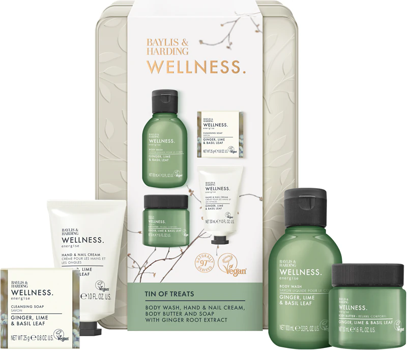 Baylis & Harding Wellness. Energise Body Gift Set met gember, limoen en basilicum.