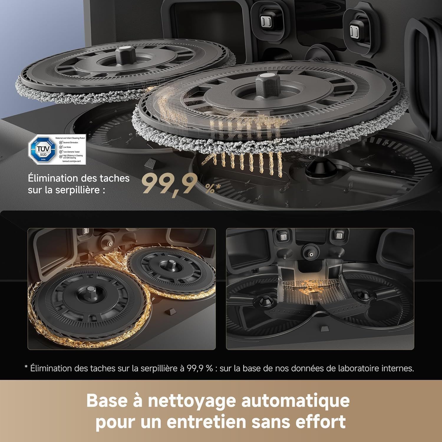 DREAME L40s Pro Ultra Robot Aspirateur - 19 000 Pa - Brosse Double HyperStream - Nettoyage à la serpillière à l'eau chaude à 75°C