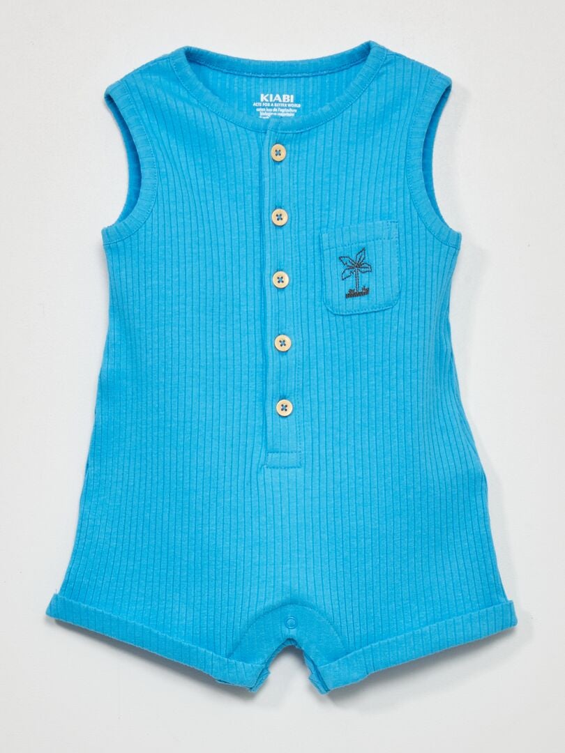 Geribbelde gebreide shorts - blauw