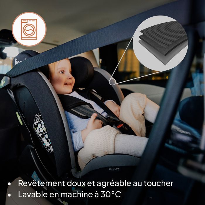 Silla de coche convertible para bebé LIONELO Aart i-Size - 40-150 cm - De 0 a 36 kg - Soporte lumbar - Grupo 0+/1/2/3 - Gris
