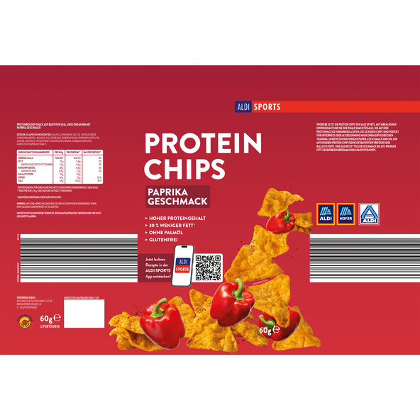 Chipsuri proteice cu smântână și paprika, set de 12 bucăți (12 x 60 g = 720 g)