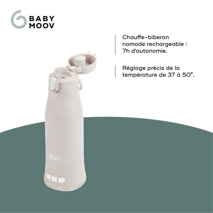 Moov & Feed Bärbar Flaskvärmare - BABYMOOV - 340ml - Mineralbeige - Temperaturkontroll - Håller Varm