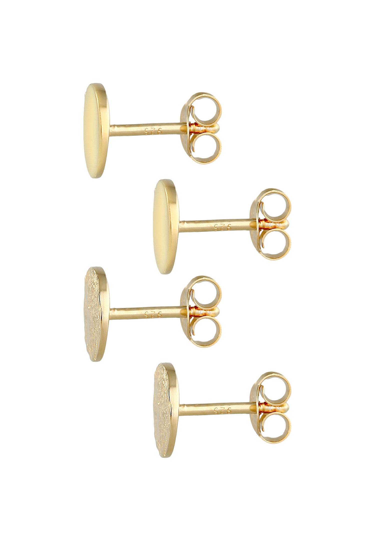 Elli Boucles d'oreilles cloutées pour femmes - Lot de 2 - Rondeur classique brillante et mate en argent sterling 925