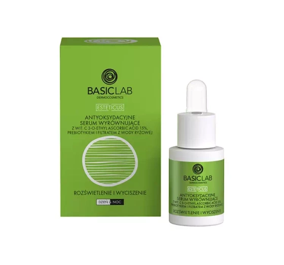 BasicLab Esteticus antyoksydacyjne serum wyrównujące na dzień i na noc z witaminą C 15% 15 ml