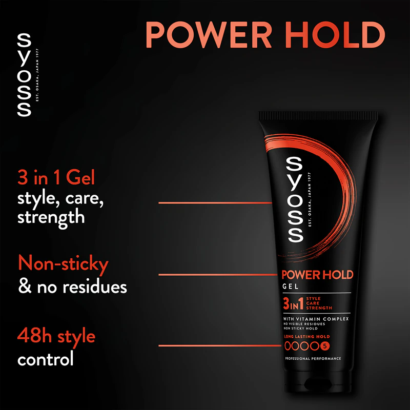 Gel modelador Syoss Power Hold com fixação muito forte