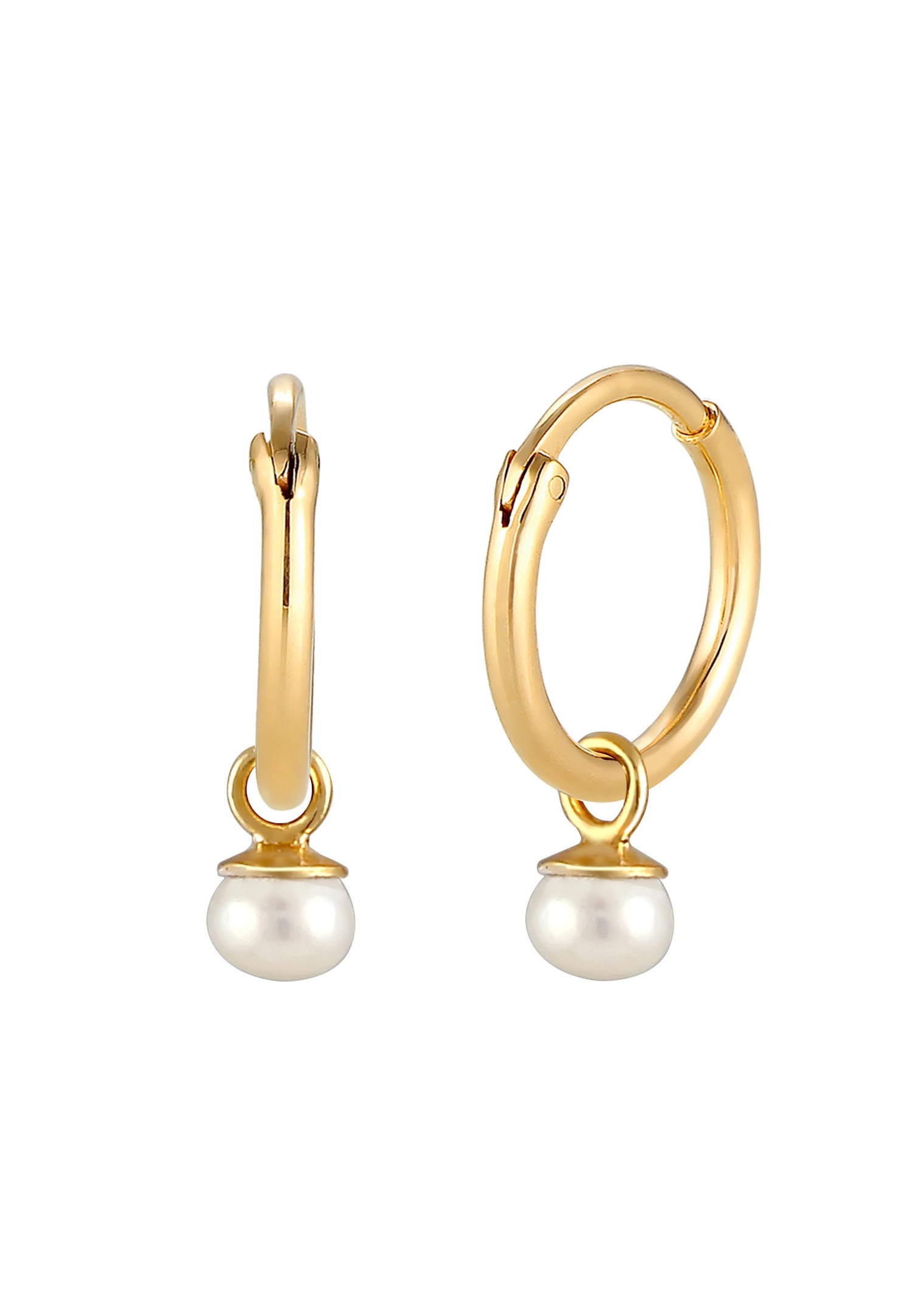 Elli PREMIUM Elli PREMIUM Boucles d'oreilles Femmes Créoles Intemporel Fin Tendance avec perle de culture d'eau douce en argent sterling 925 plaqué or