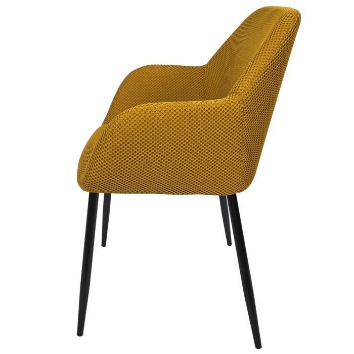 Set di 4 sedie da pranzo gialle in tessuto a rete con texture 3D - ELECTRON