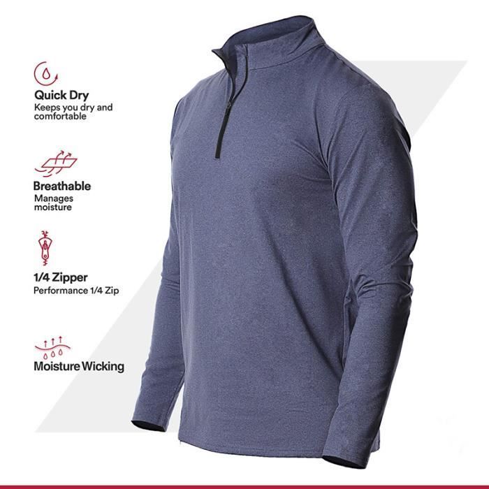 Men's Long Sleeve Running T-Shirt, Quick Drying, Breathable, Blue