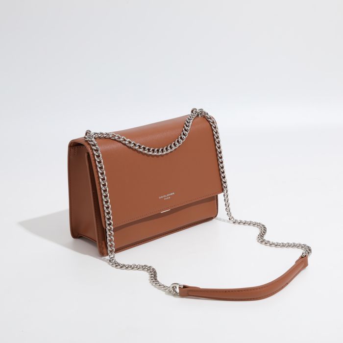 David Jones - Women's Shoulder Bag - Messenger Bag, Clutch, Small Handbag, Shoulder Bag, Faux Leather, Fashion Chains - Brown
