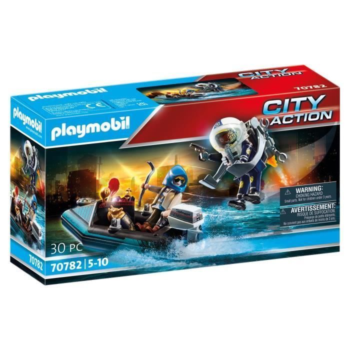 PLAYMOBIL - 70782 - Policial com jetpack e canoa