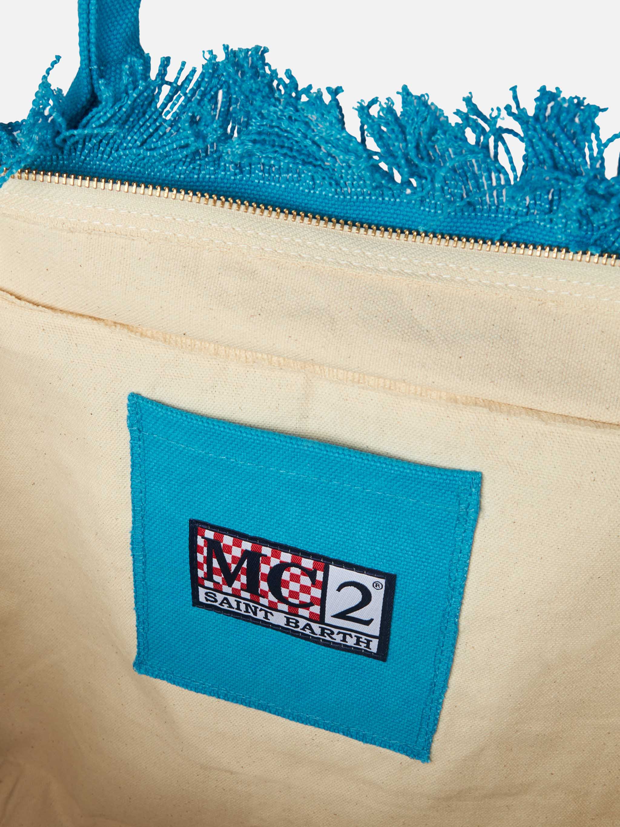 Vanity Turkis Skuldertaske med Logoprint og Indvendig Lynlåslomme | MC2 Saint Barth