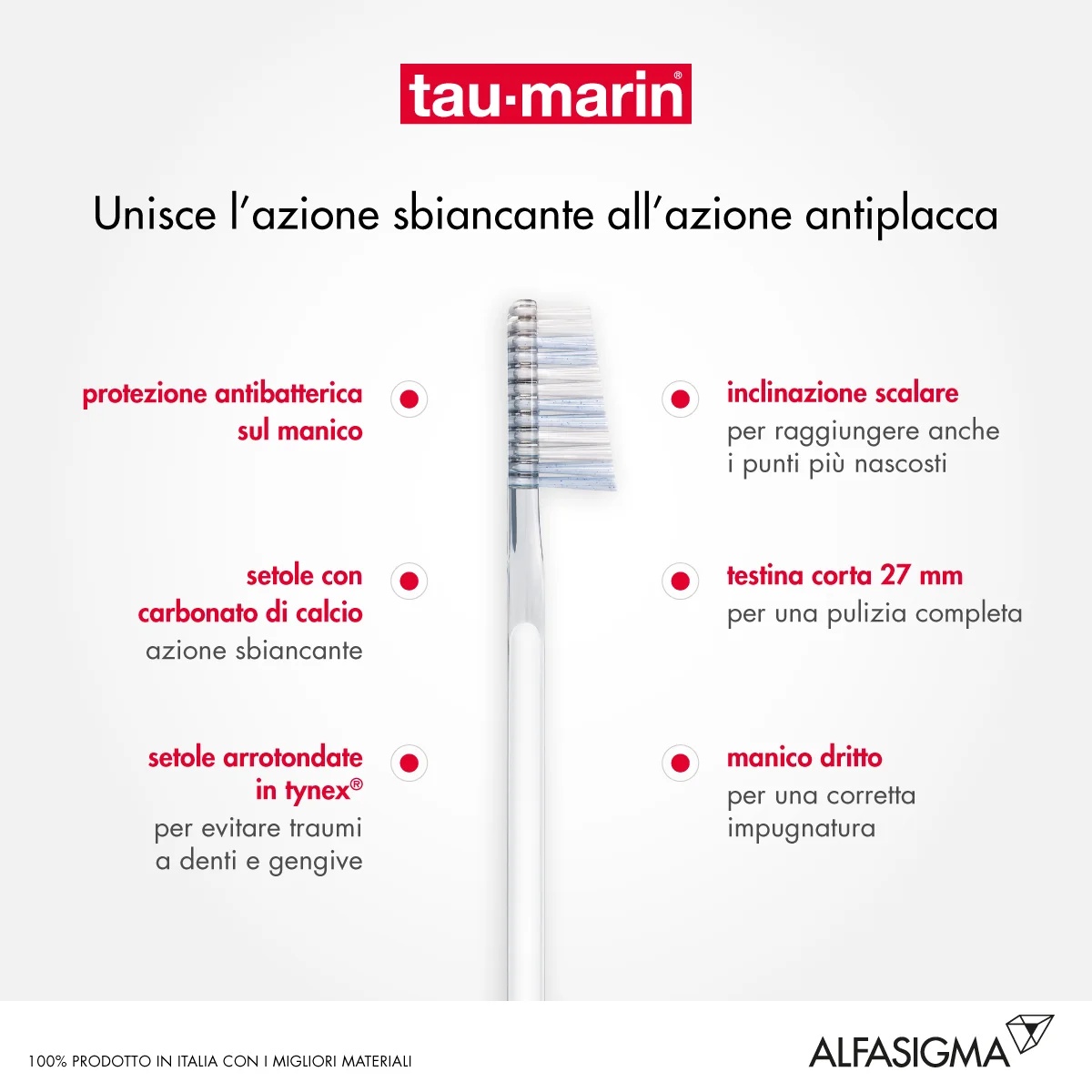 Cepillo de dientes antibacteriano blanco profesional Tau-marin de ALFASIGMA TAU MARIN