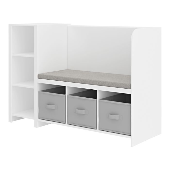 Children's shelf with bench Høylandet 76 x 112 x 40 cm white grey