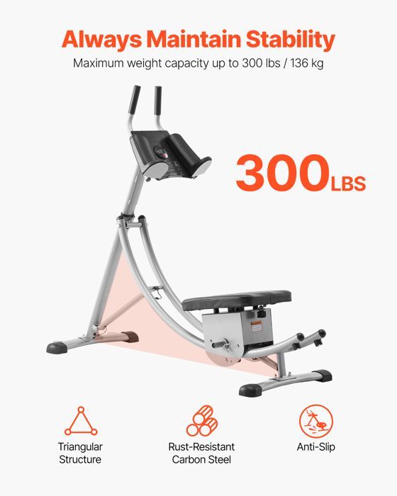 Entrenador abdominal - VEVOR - YN-388 - Capacidad de carga de 136 kg - Plegable - Acero al carbono