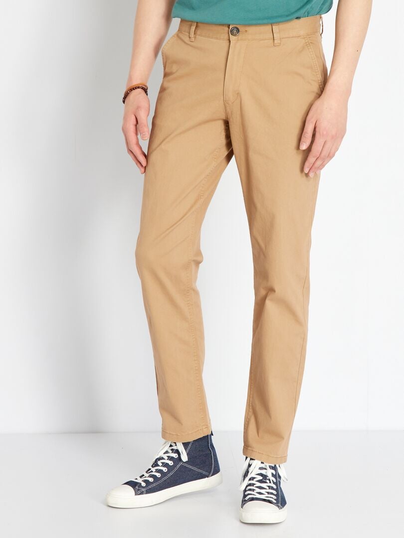 Calças chino de corte regular - BEGE