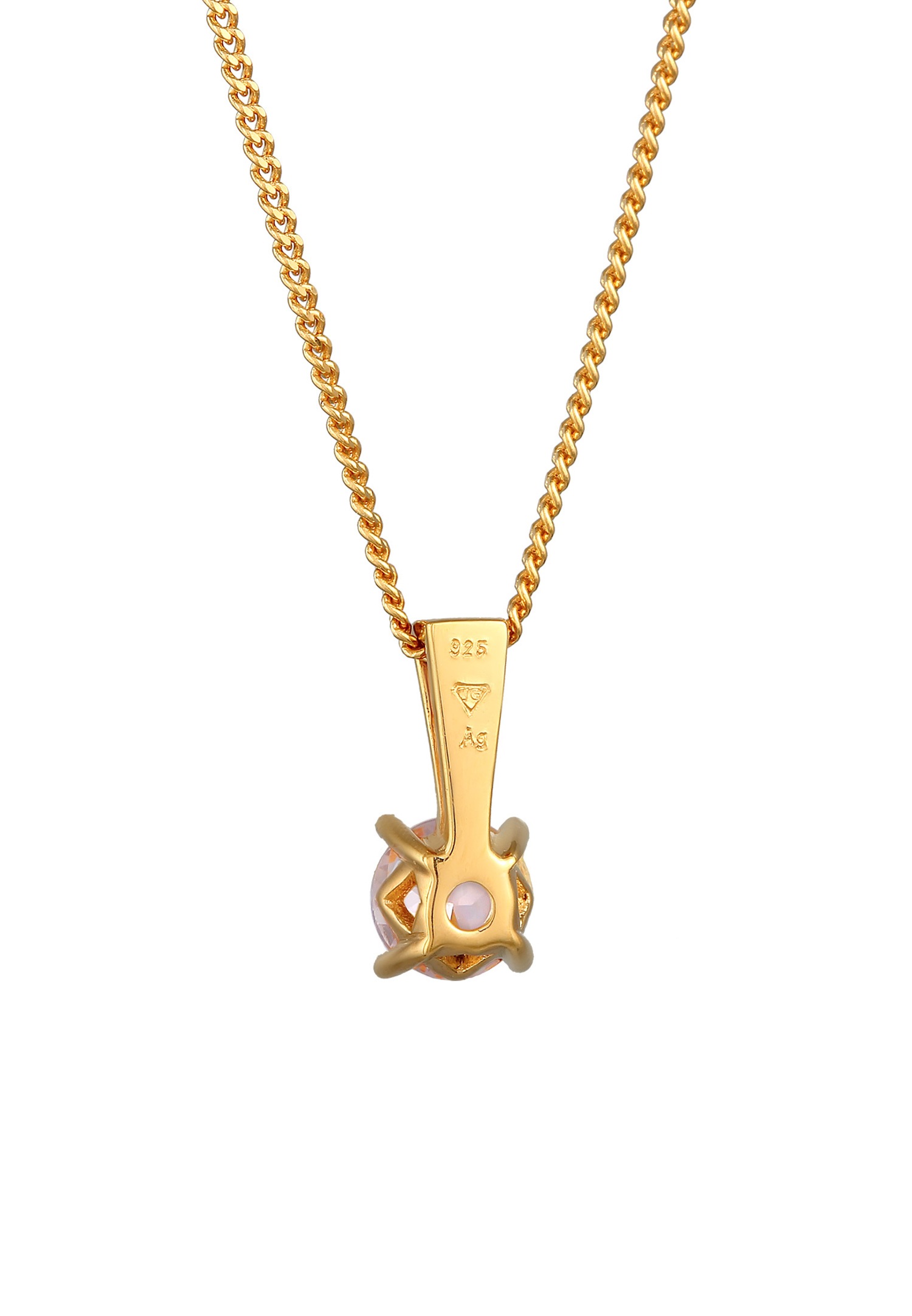 Elli PREMIUM Femmes Pendentif Solitaire Elégant avec pierre précieuse Morganite en argent sterling 925 plaqué or