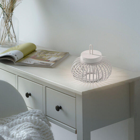 Korga LED battery-powered table and floor lamp, white, ⌀ 25 cm