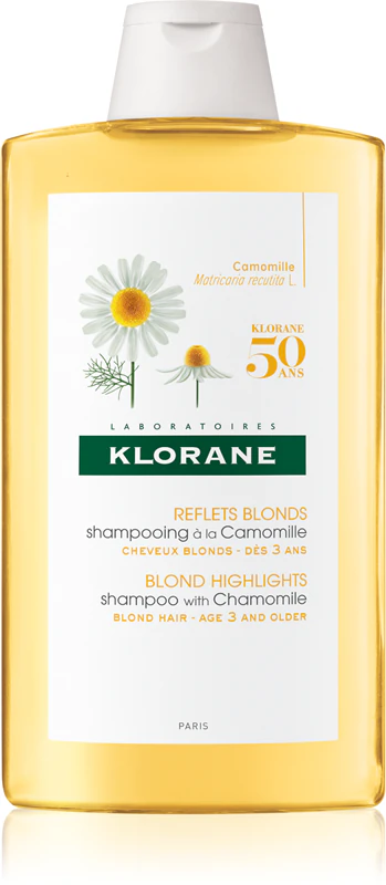 Shampoo de camomila Klorane para cabelos loiros
