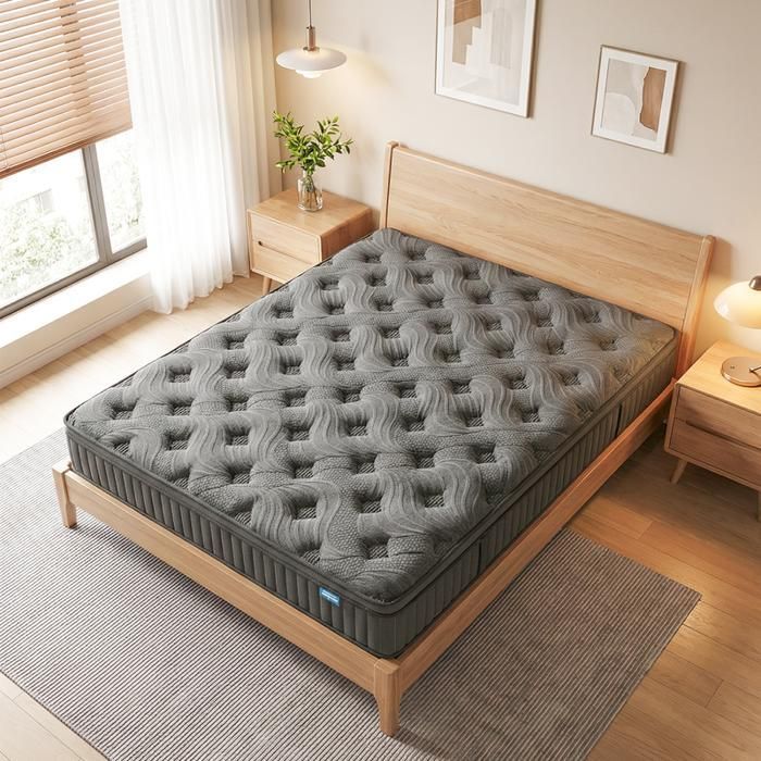 Colchón UKing de 90x200 cm - Extra grueso de 25 cm - Espuma viscoelástica + muelles de 7 zonas - Hipoalergénico y reversible, color negro