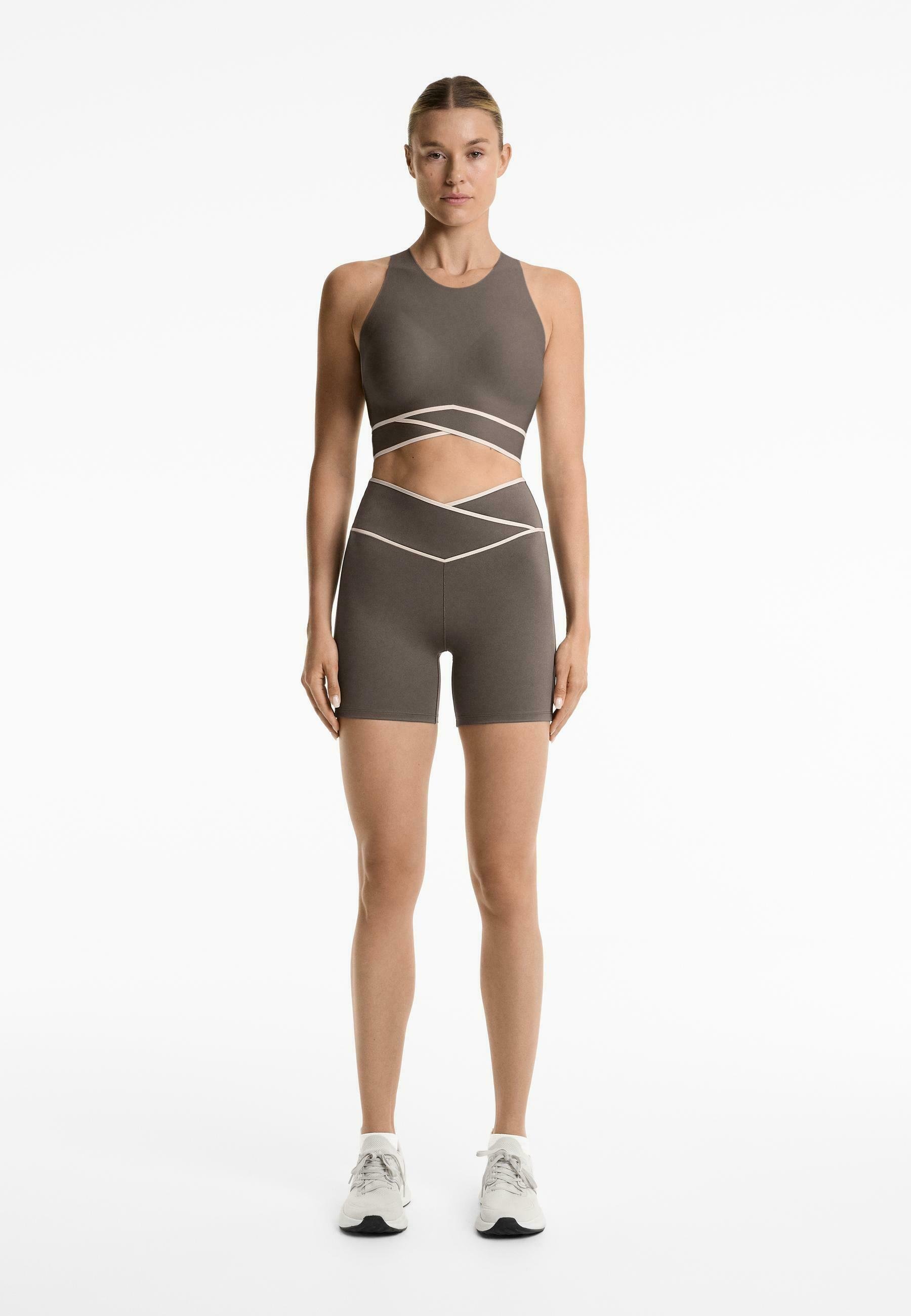 OYSHO PERFECT-ADAPT CROSSOVER V-CUT - Legingi - pelēki