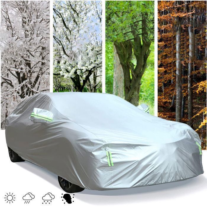 Funda para coche, funda universal para coche 190T totalmente impermeable, transpirable, resistente a la lluvia, la nieve y el calor, 4,9*1,8*1,5 m