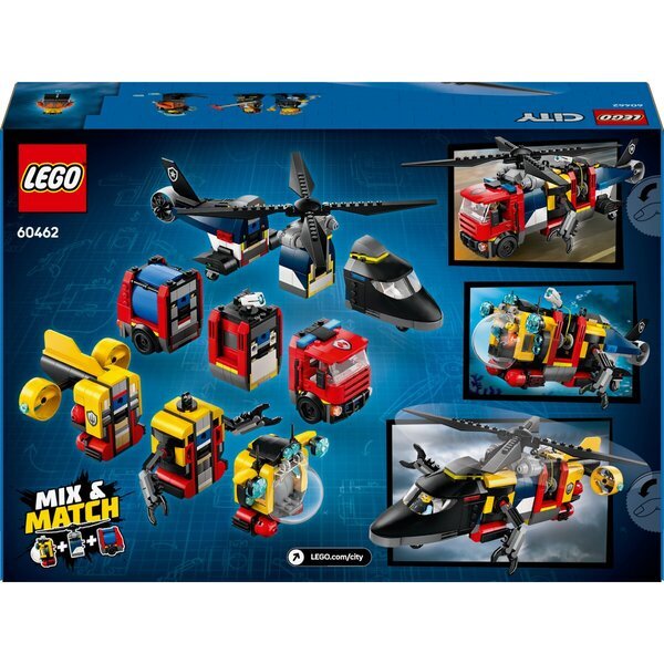 LEGO City 60462 Helikopter, vatrogasno vozilo i podmornica Remix