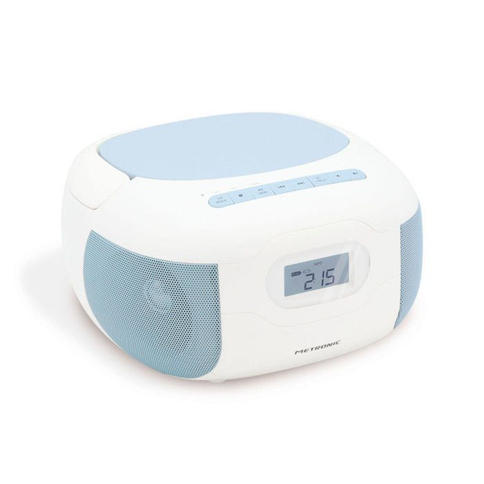 Draagbare Bluetooth FM-radio CD-speler - Stereo MP3-speler, USB, AUX-ingang, Micro-SD, hoofdtelefoonaansluiting, netstroom/batterijvoeding - Blauw