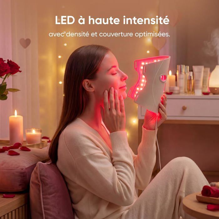 LED Light Therapy Face Mask - 7 Modes Red Light & NIR LED | Soft Silicone, Eye Protective, 5-10 Min Treatment, Rechargeable