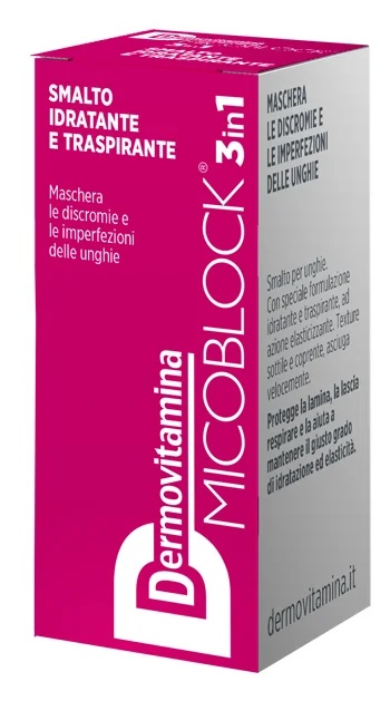 DERMOVITAMINA Dermovitamina Micoblock 3 em 1 esmalte hidratante e respirável para unhas fúcsia 5 ml
