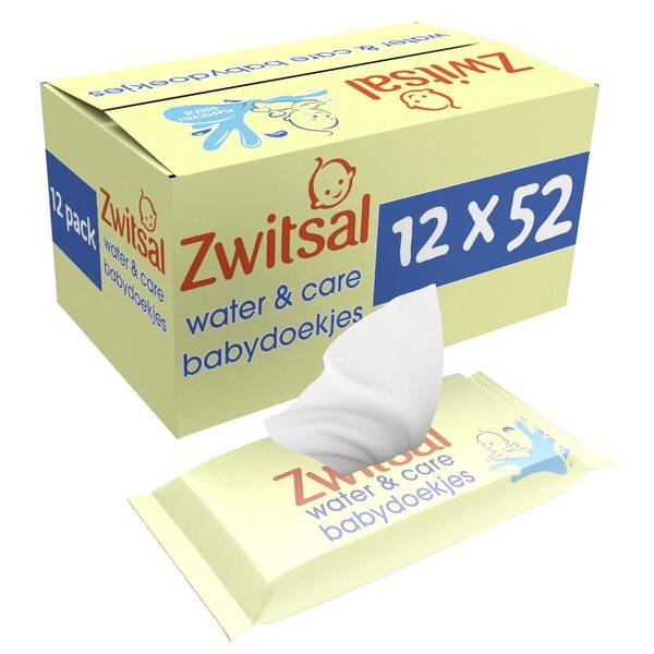 „Zwitsal Water & Care“ kūdikių servetėlės<br>12 x 52 vnt.