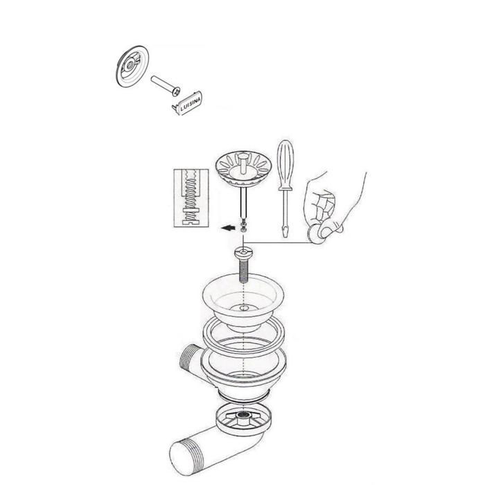 Kit bonde + trop plein en inox doré brillant Luisina pour évier QUADRILLE